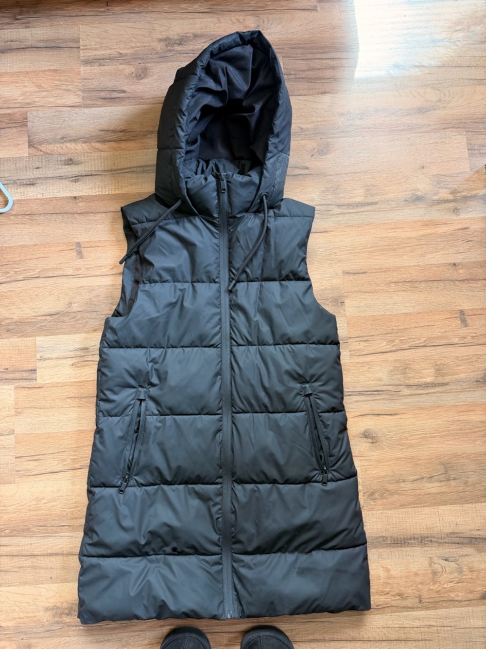 Zara Black Hooded Quilted Puffer Vest - Women